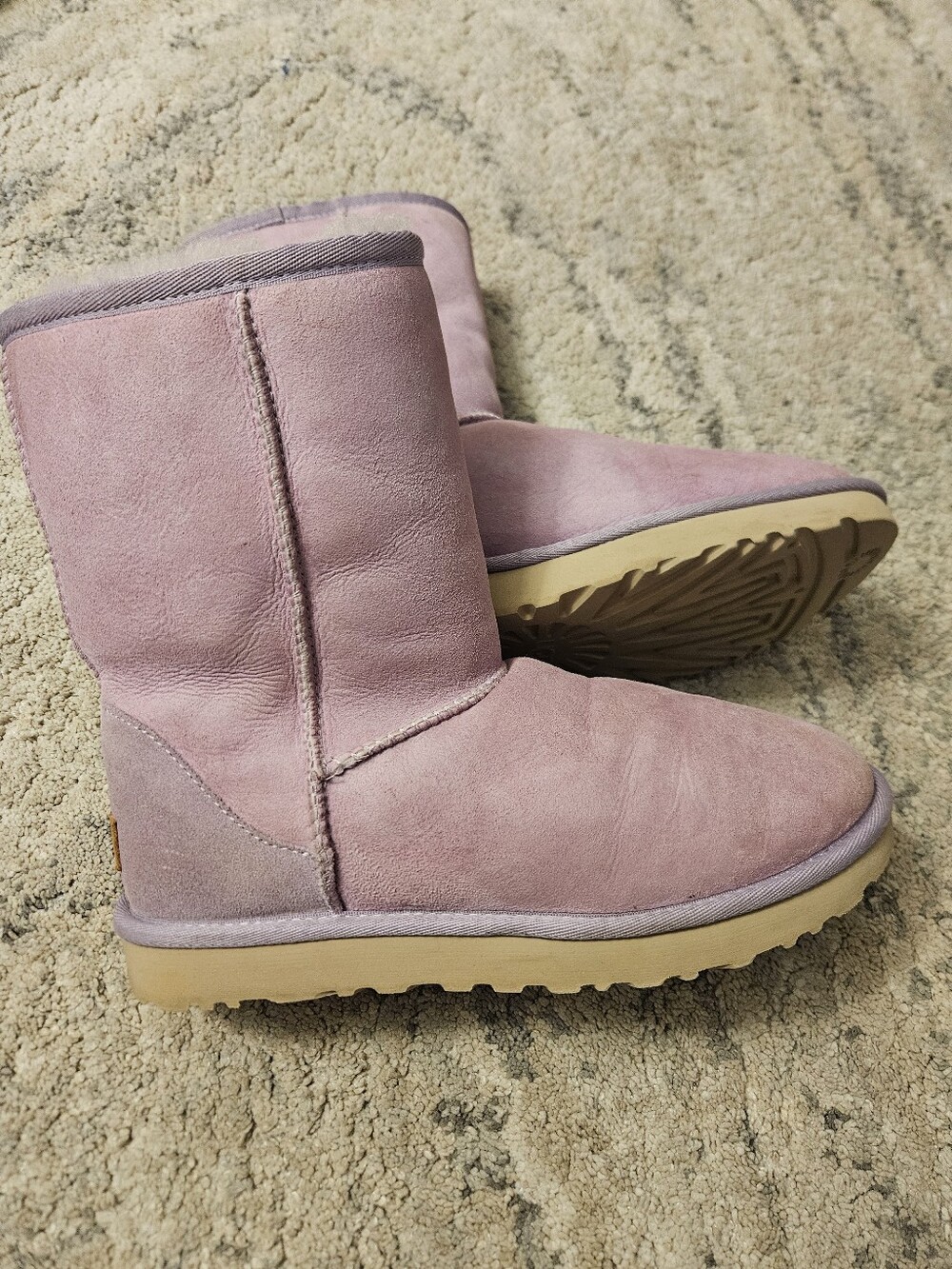 UGG Classic Short II Boots Suede Shearling Pink Purple Dusty Mauve Size 9 EUC